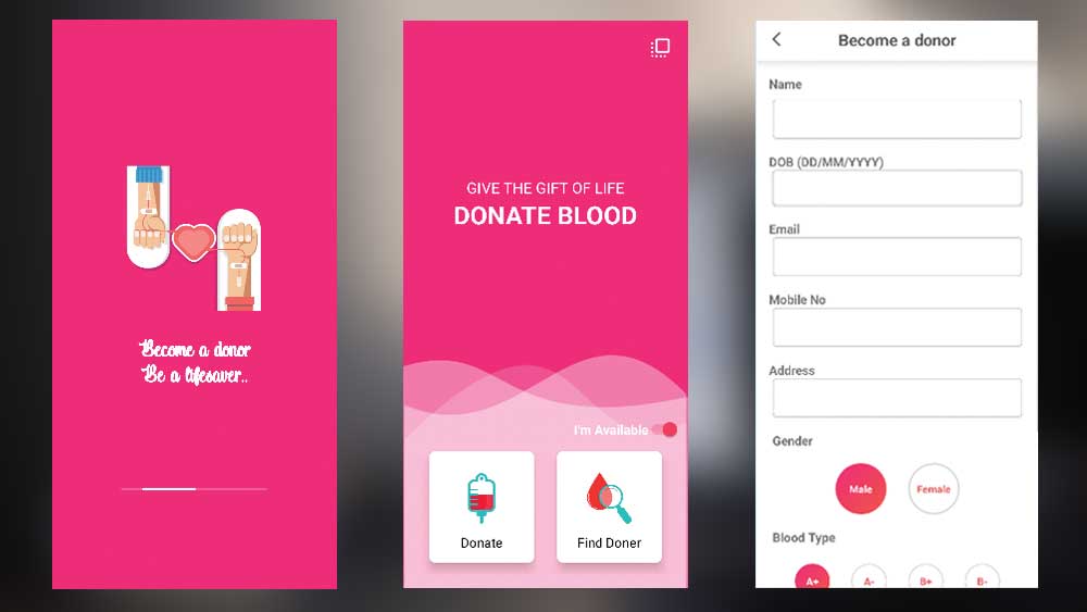 Preview of bloodBank app Project